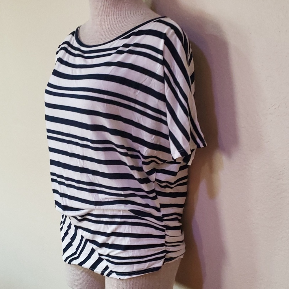 Cherish black white striped blouse M - Picture 2 of 7